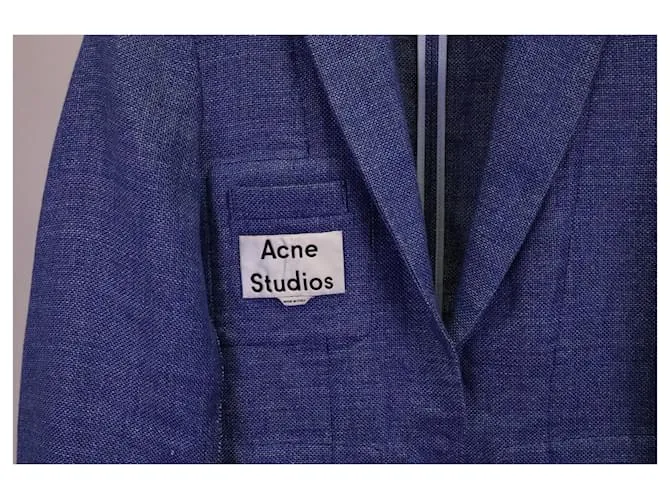 Americana con parche del logo en lino azul de Acne Studios 
