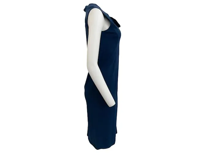 Autre Marque Vestido azul marino elástico sin mangas con volante de Valentino 