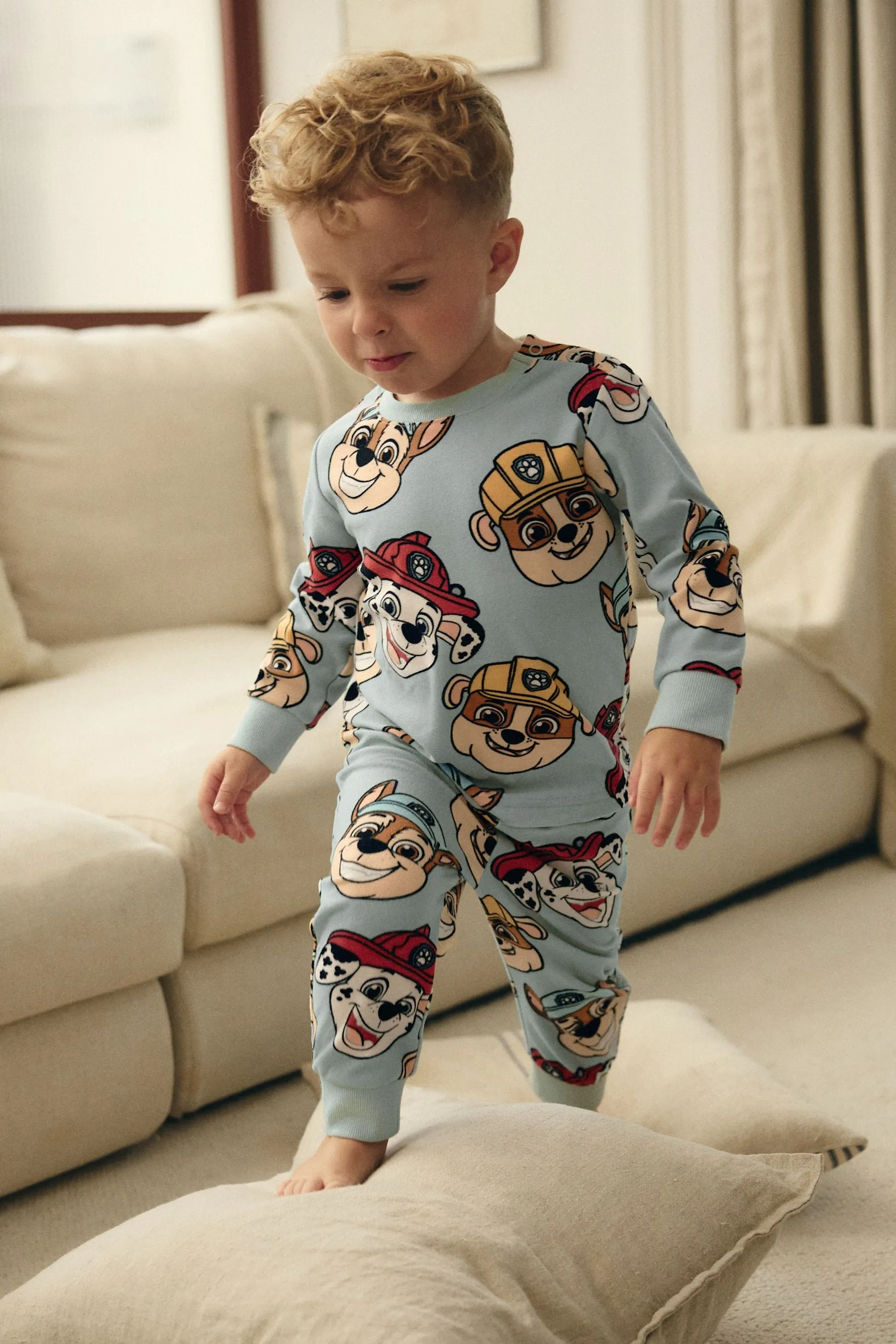 Azul con diseño de Patrulla Canina - Single Soft Touch Fleece with Elastane (9mths-8yrs)