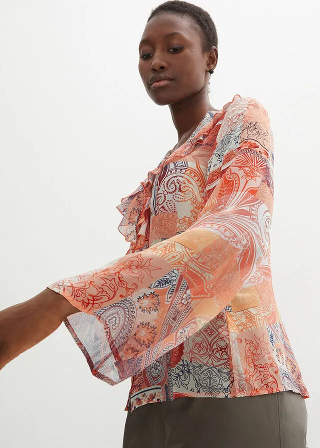 Blusa Naranja suave estampado