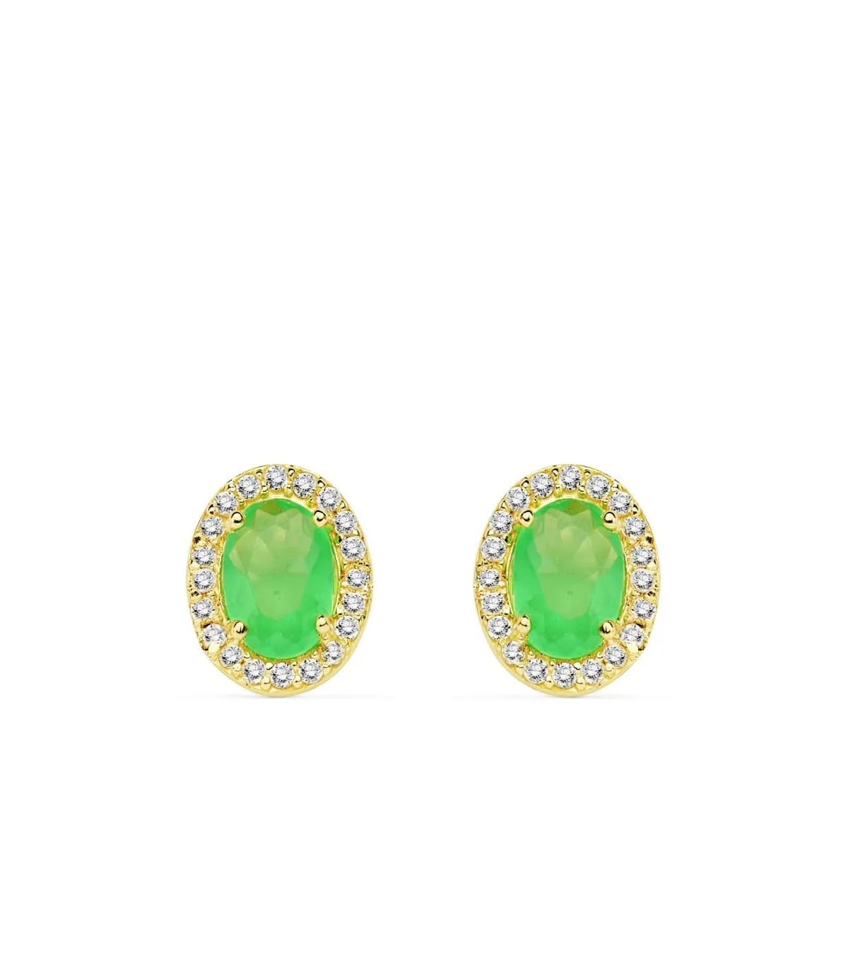 Boucles d'oreilles or jaune Alessia pierre verte 18 K