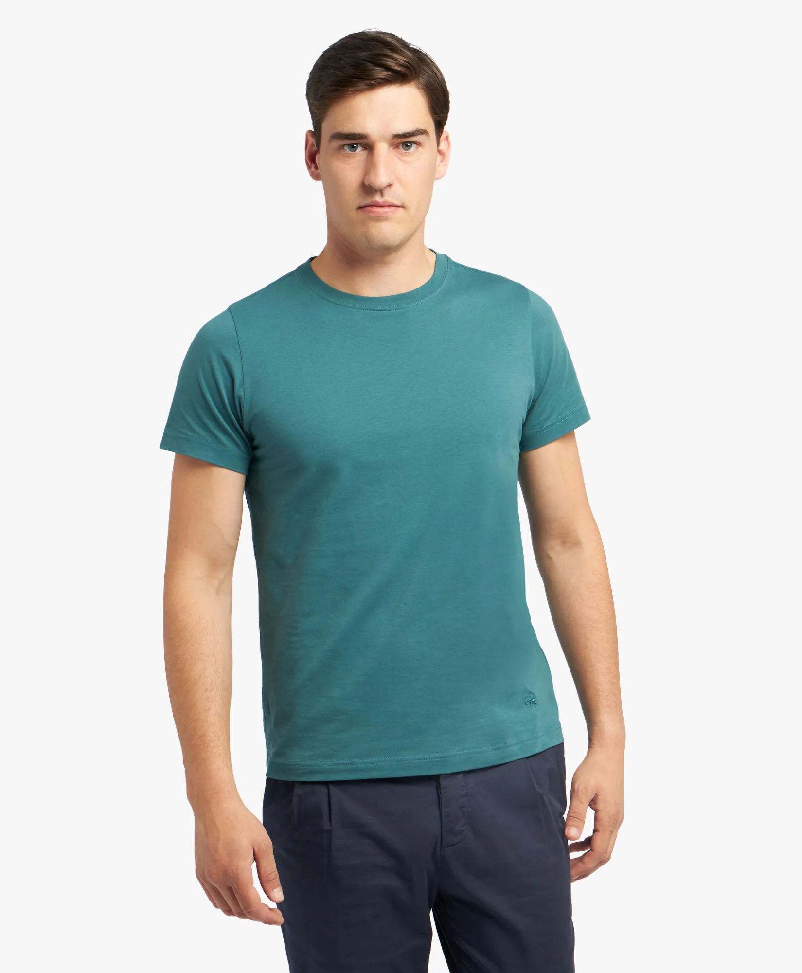 Camiseta verde de algodón con cuello redondo