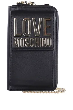 Cartera negra para teléfono móvil gold metal logo
