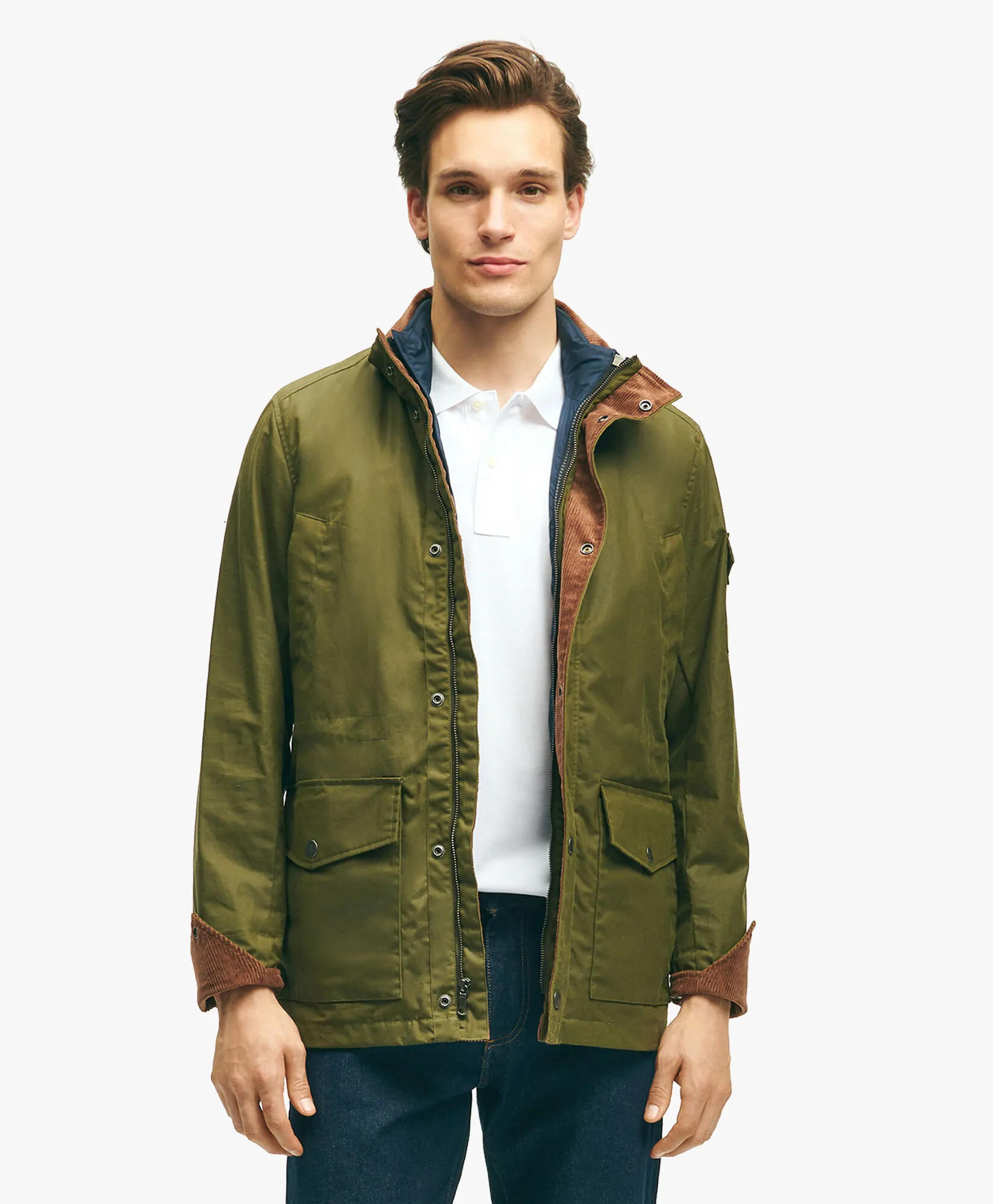 Chaqueta de algodón desmontable verde oliva