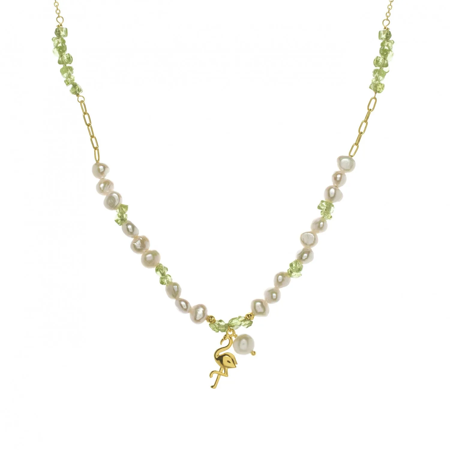 Colgante perlas con piedras y charm de flamenco