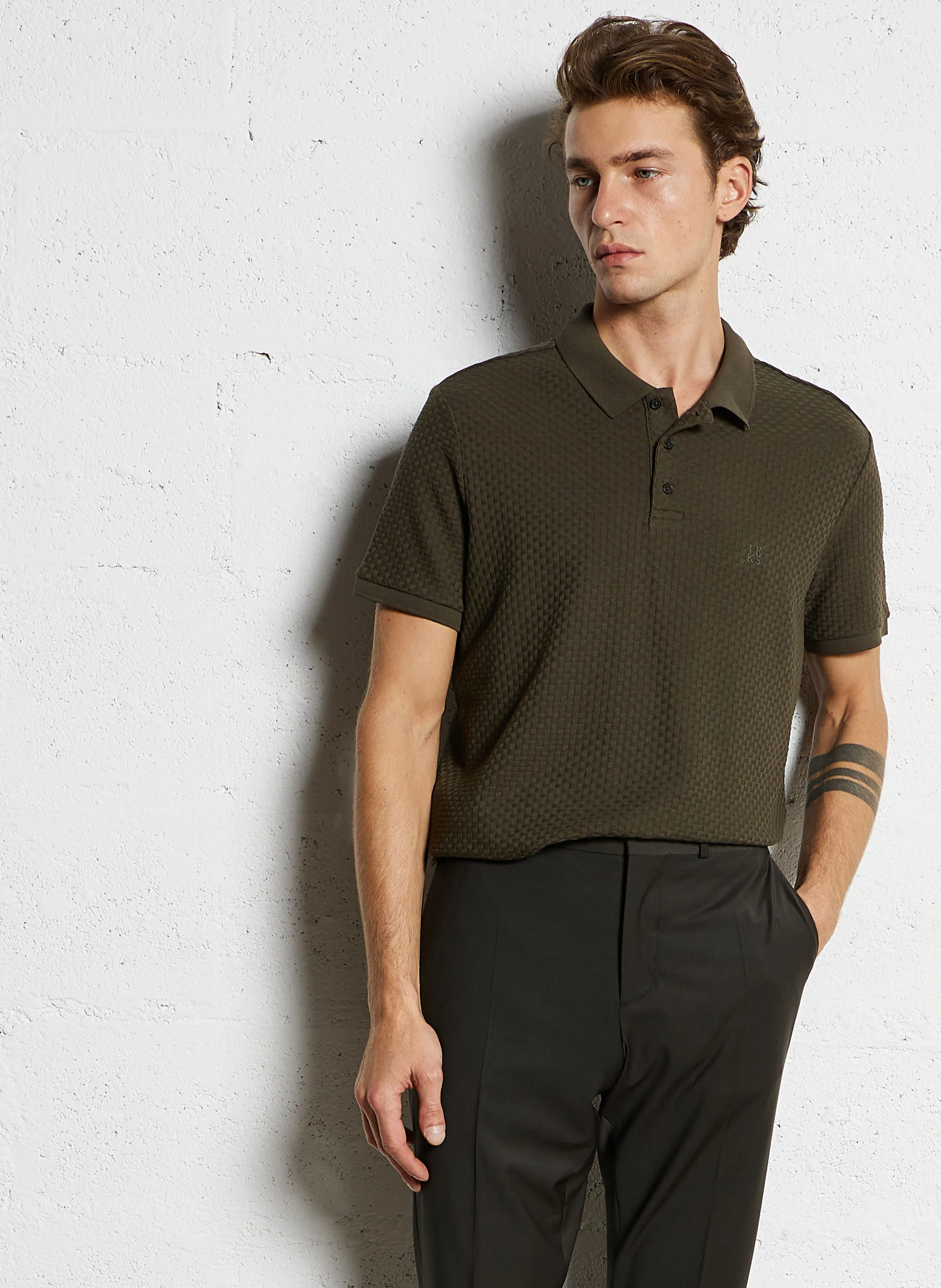 IKKS Polo recto de mezcla de algodón en marron