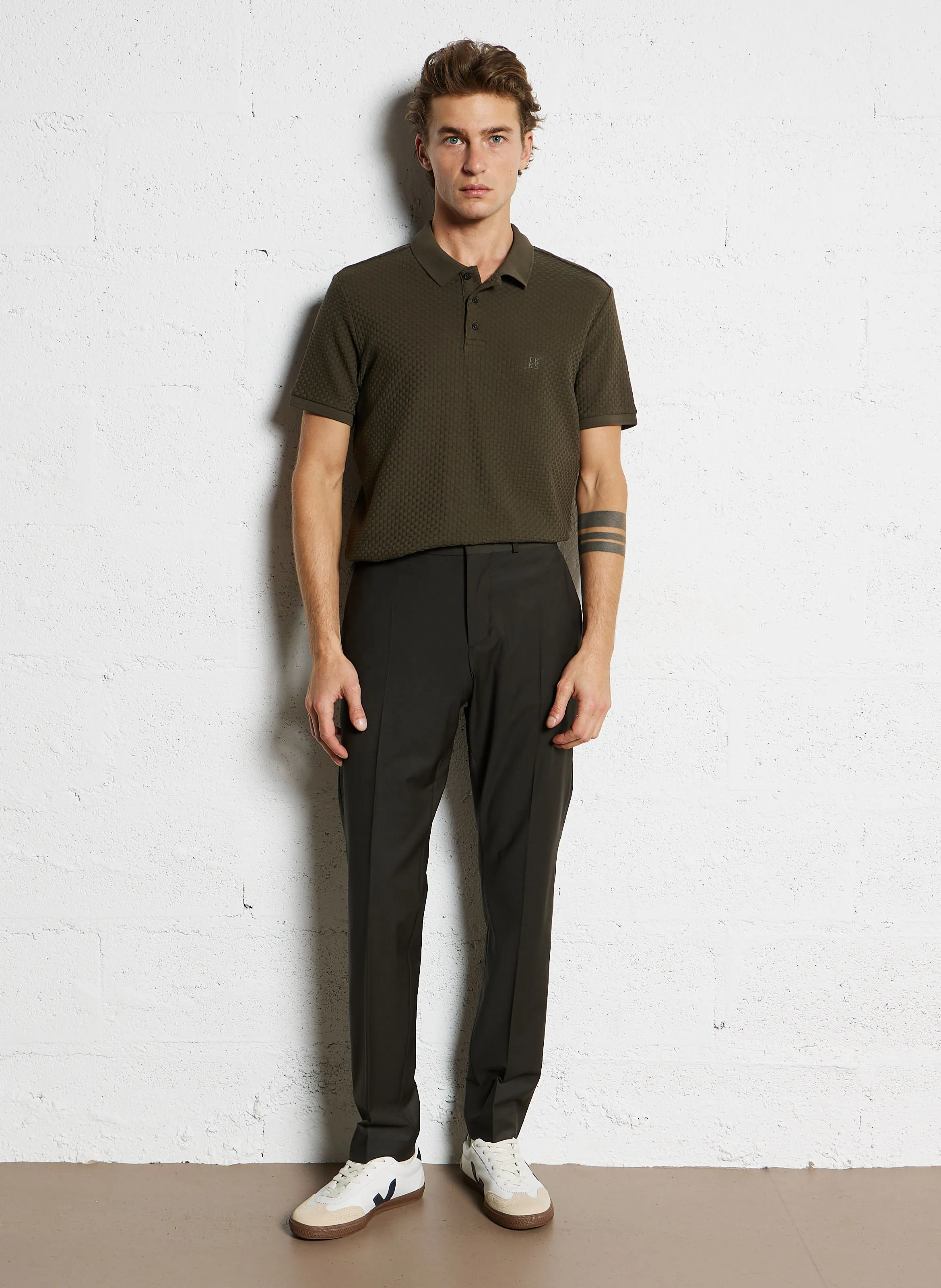 IKKS Polo recto de mezcla de algodón en marron