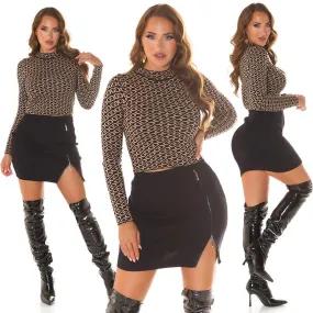 Jersey de punto con estampado negro