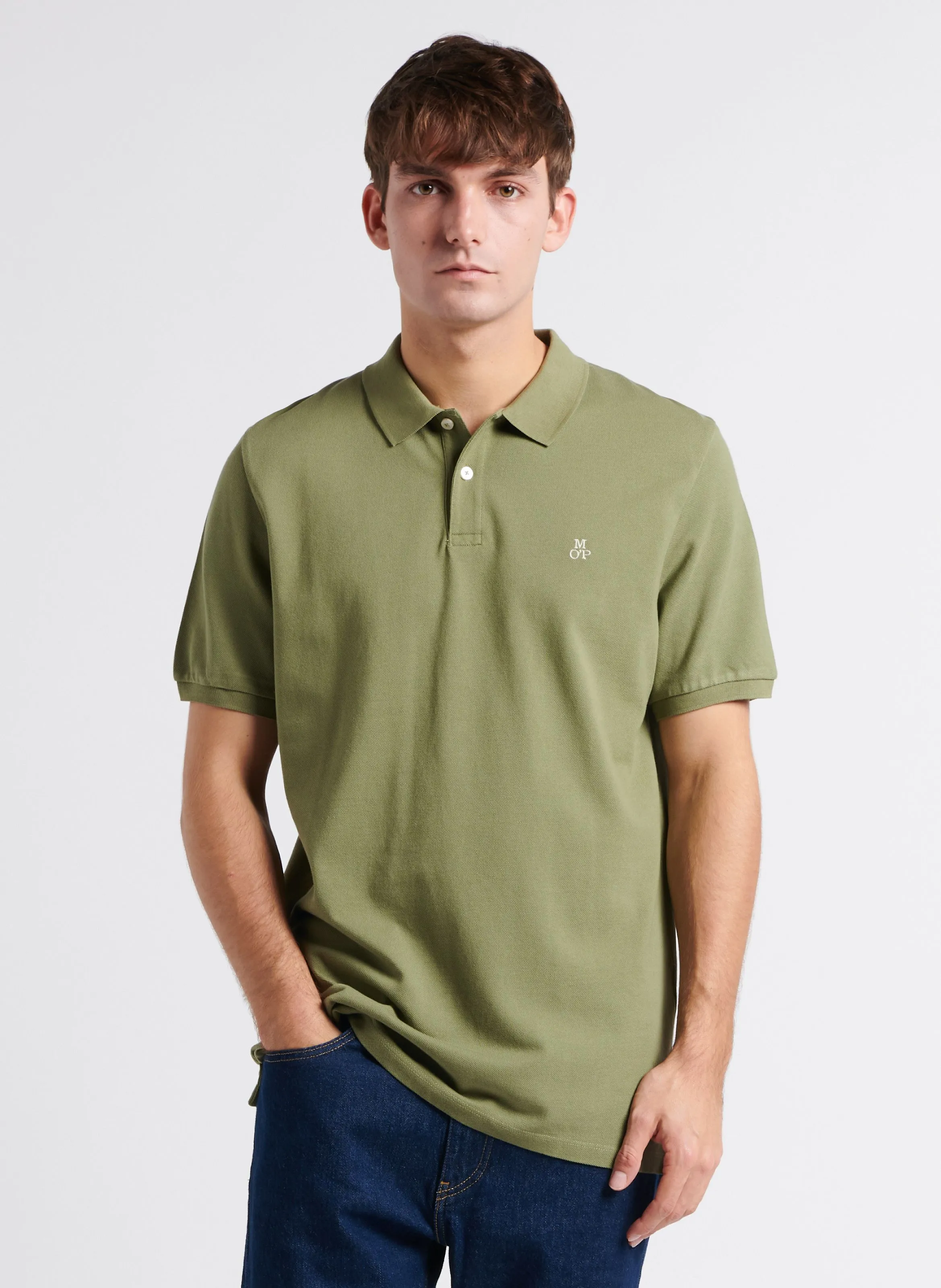 MARC O'POLO Polo regular fit de algodón en caqui