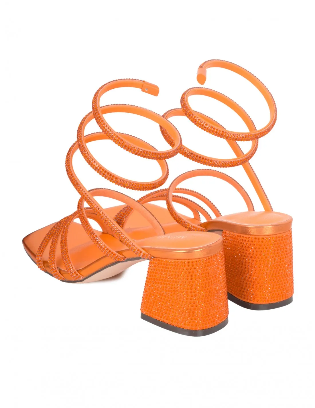 MENBUR Sandalias Fiesta Brillos Naranja