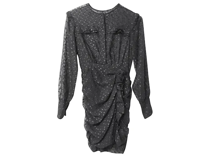 Minivestido fruncido de manga larga de Isabel Marant en poliéster negro 
