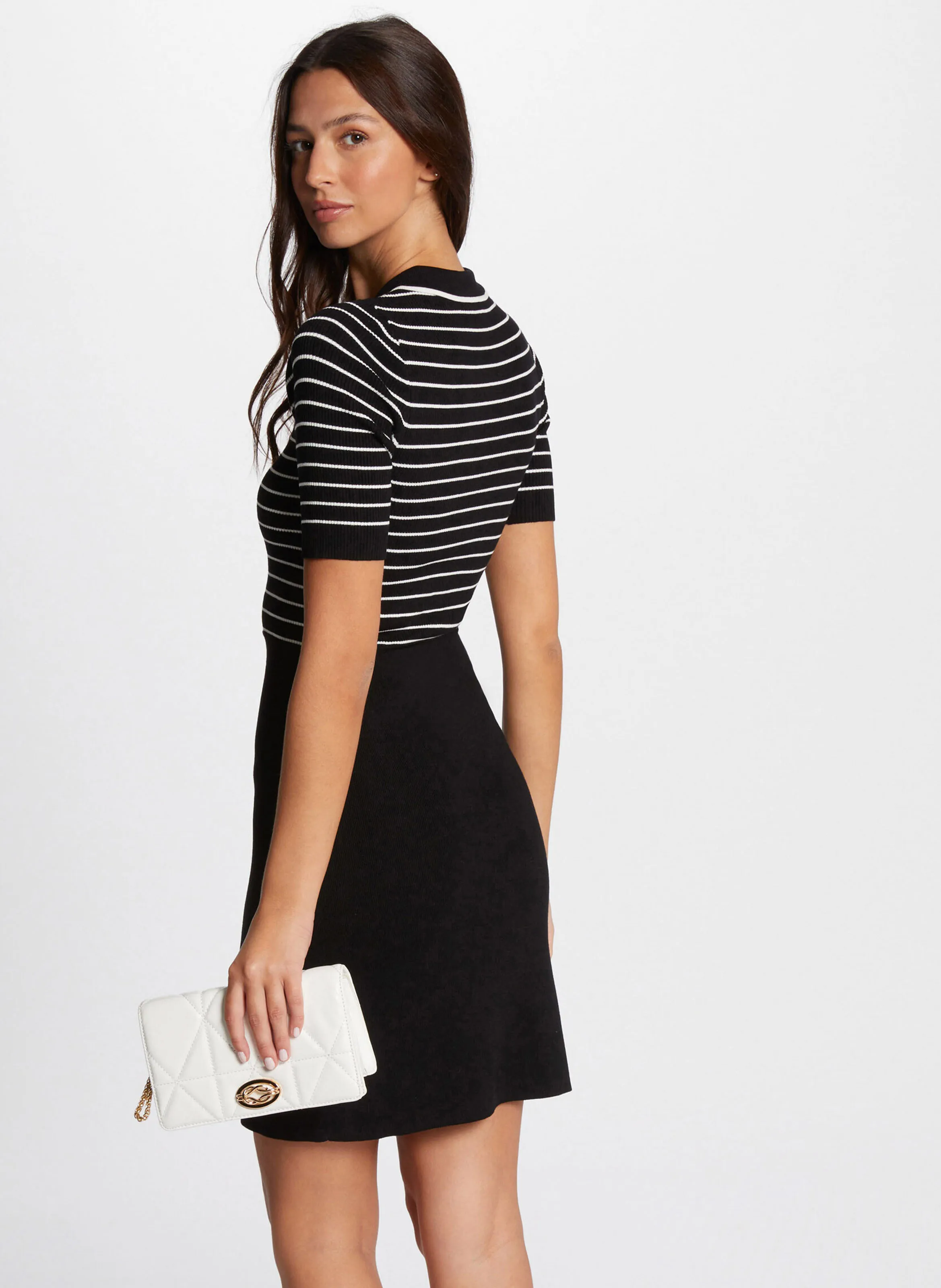 MORGAN RMROSS - Vestido ajustado corto con cuello polo en negro