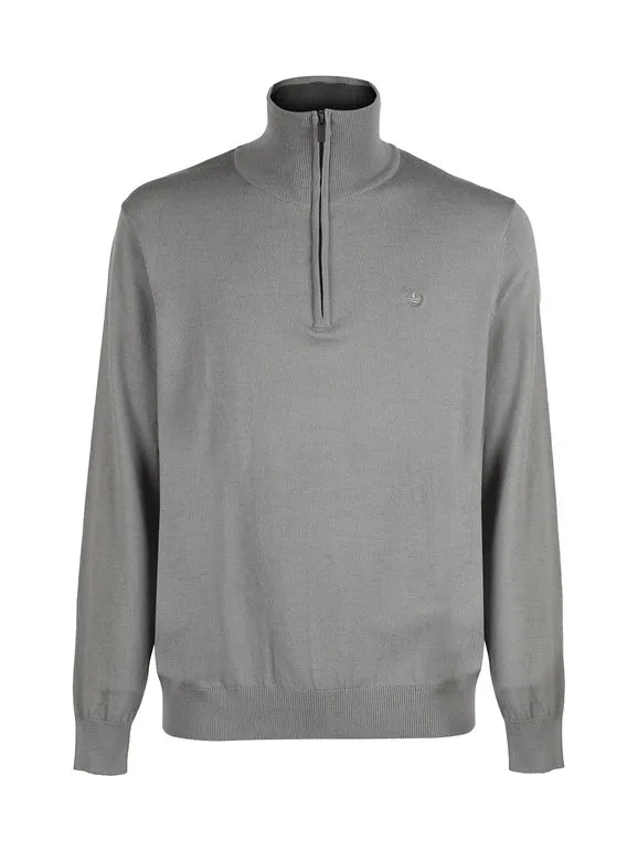 Navy Sail Jersey de hombre con media cremallera en mezcla de lana