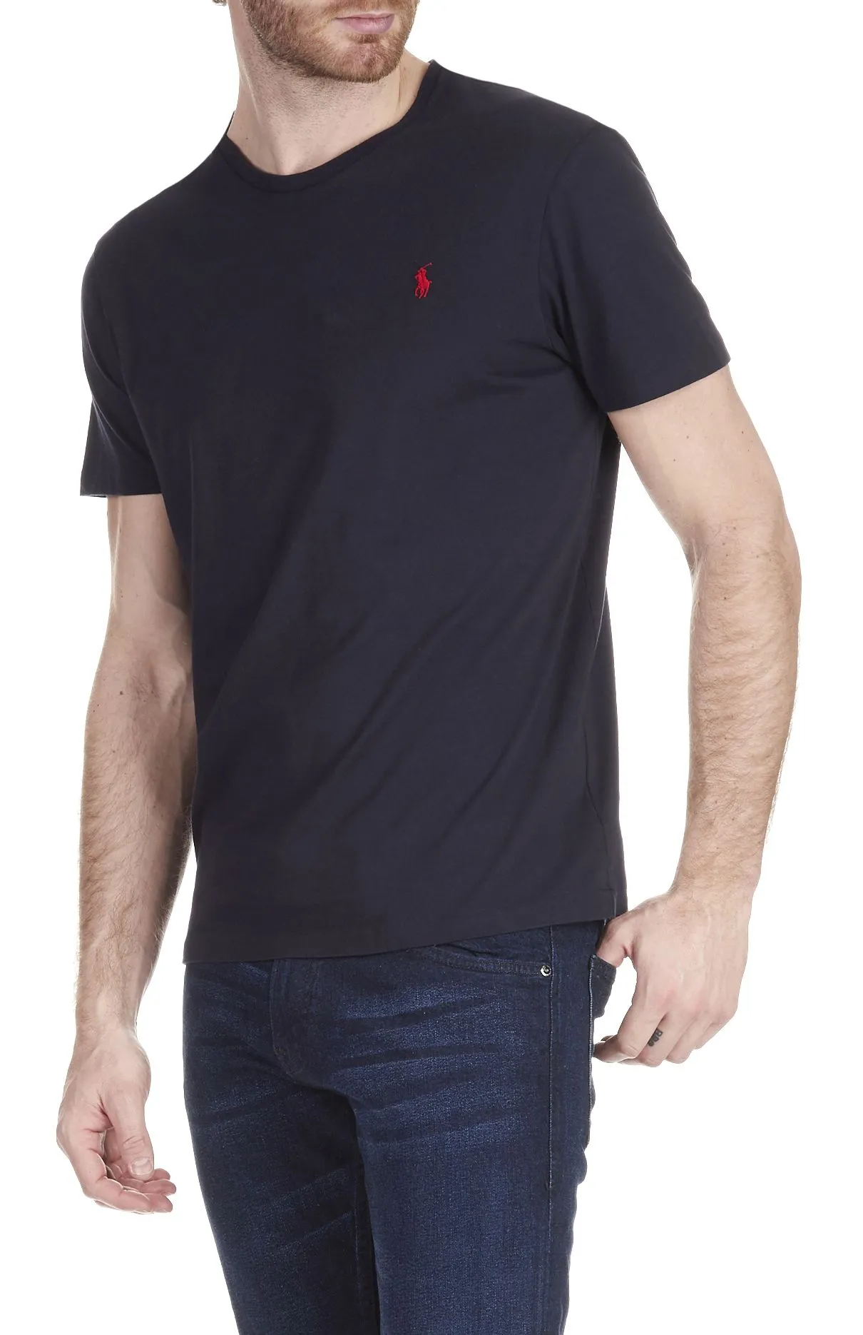 POLO RALPH LAUREN Camiseta slim fit de algodón con cuello redondo Pony player en azul