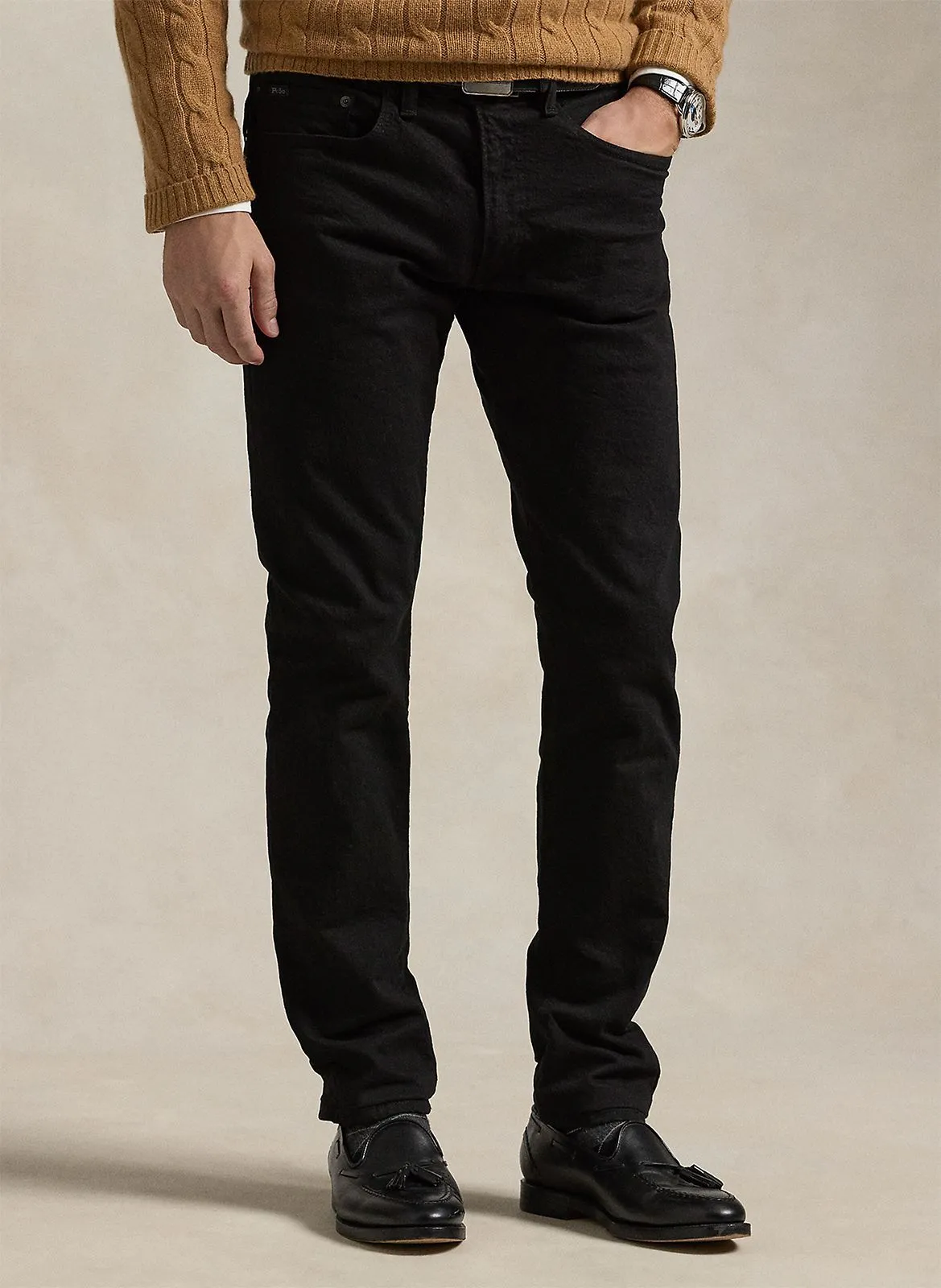 POLO RALPH LAUREN Vaquero slim fit de mezcla de algodón en negro
