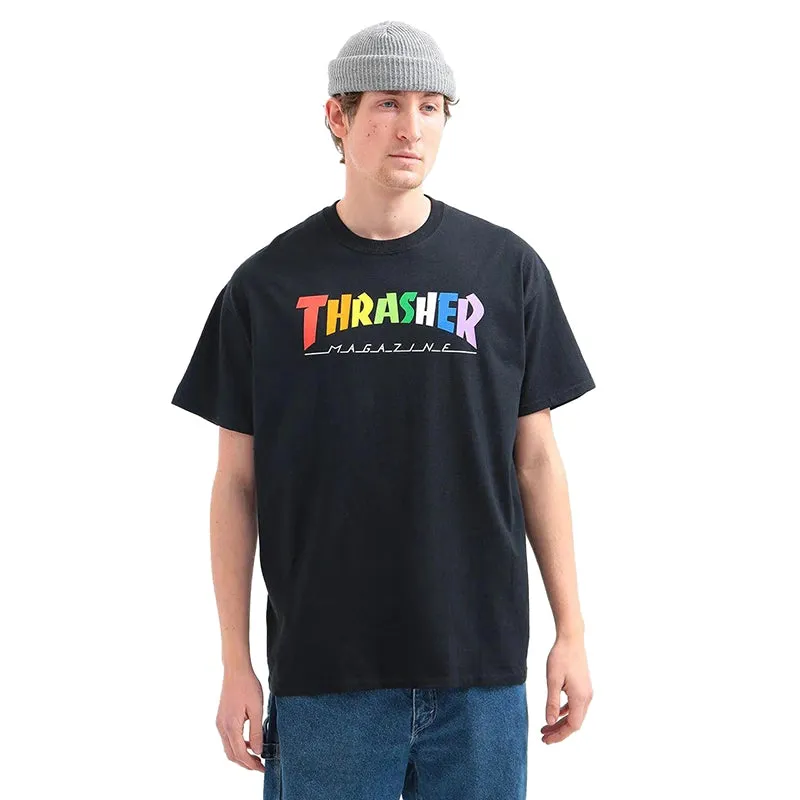 Remera Thrasher Rainbow Negro