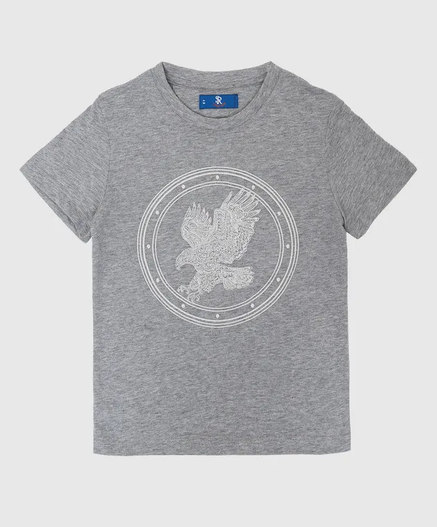 Stefano Ricci Children's gray t-shirt with embroidery