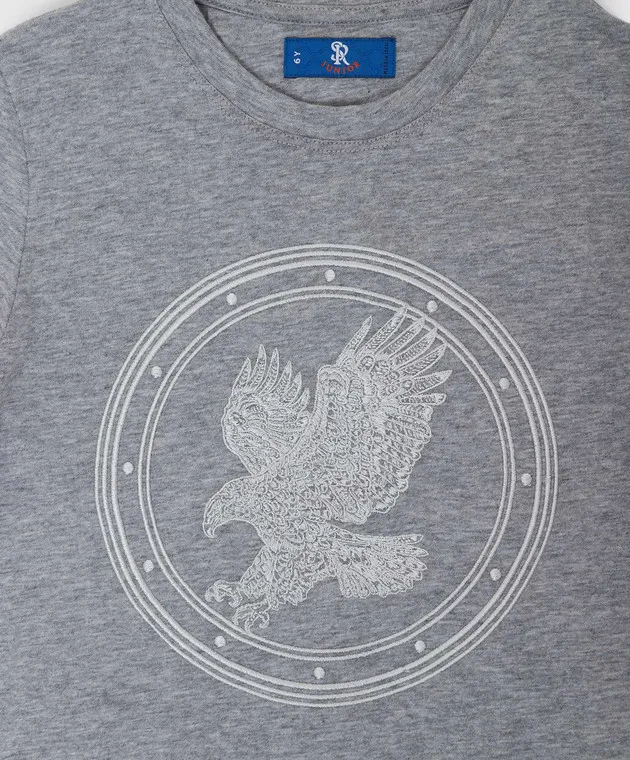 Stefano Ricci Children's gray t-shirt with embroidery