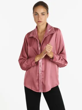 Sweet Miss Camisa de mujer de raso con lentejuelas.