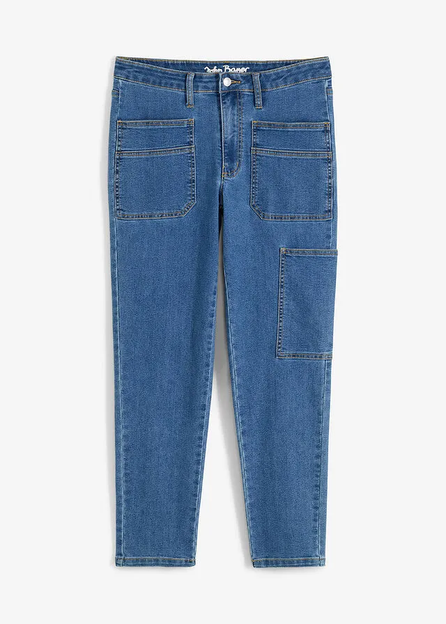 Vaqueros cargo de tiro alto, cropped Azul piedra usado