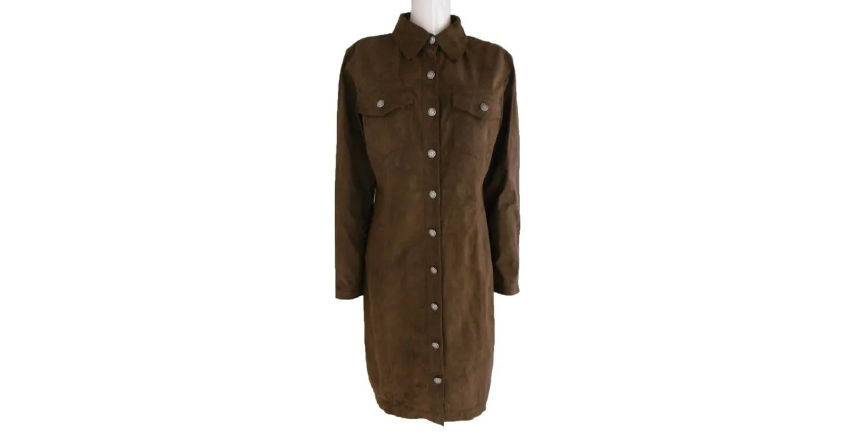 Vestido camisero de manga larga de Yves Saint Laurent Castaño 