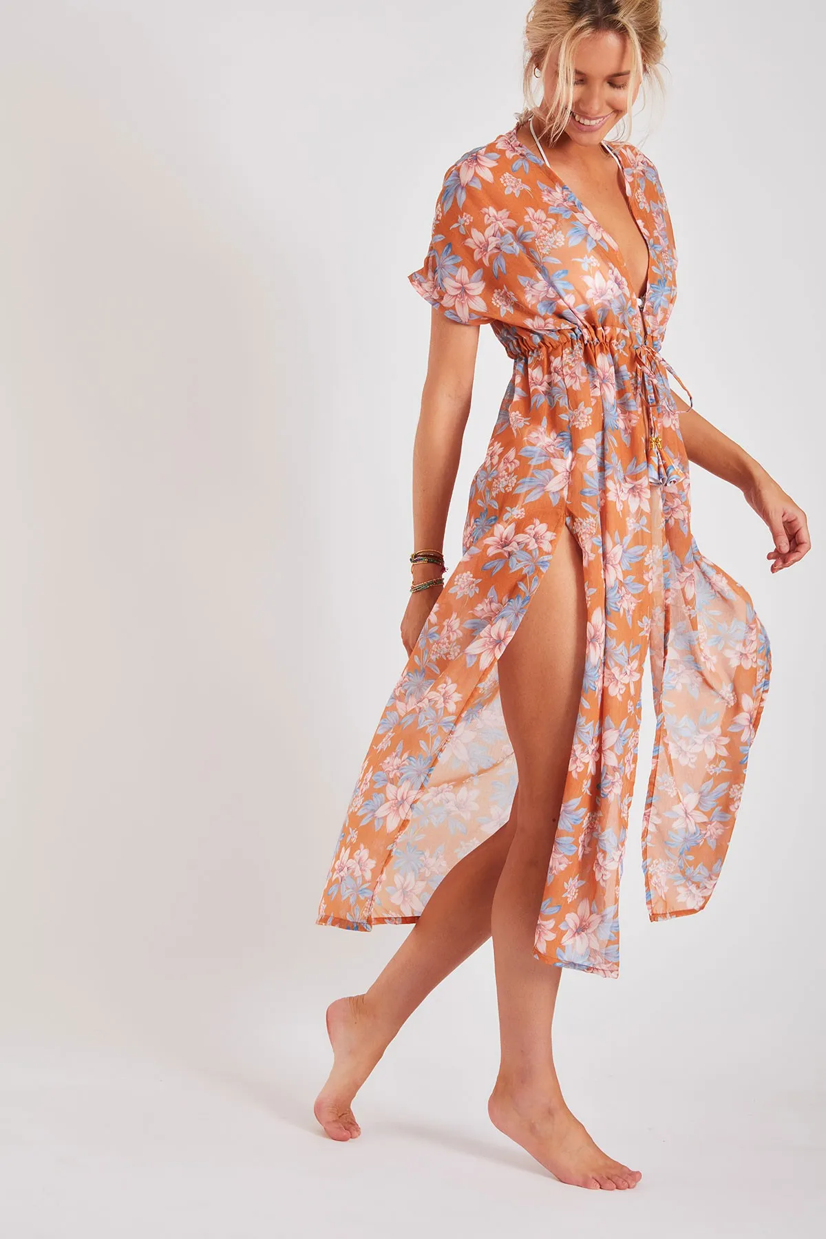 Vestido de playa naranja Luana Palapasvo